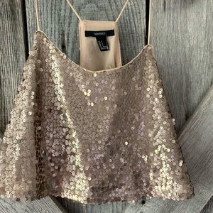 Rose gold crop cami tank